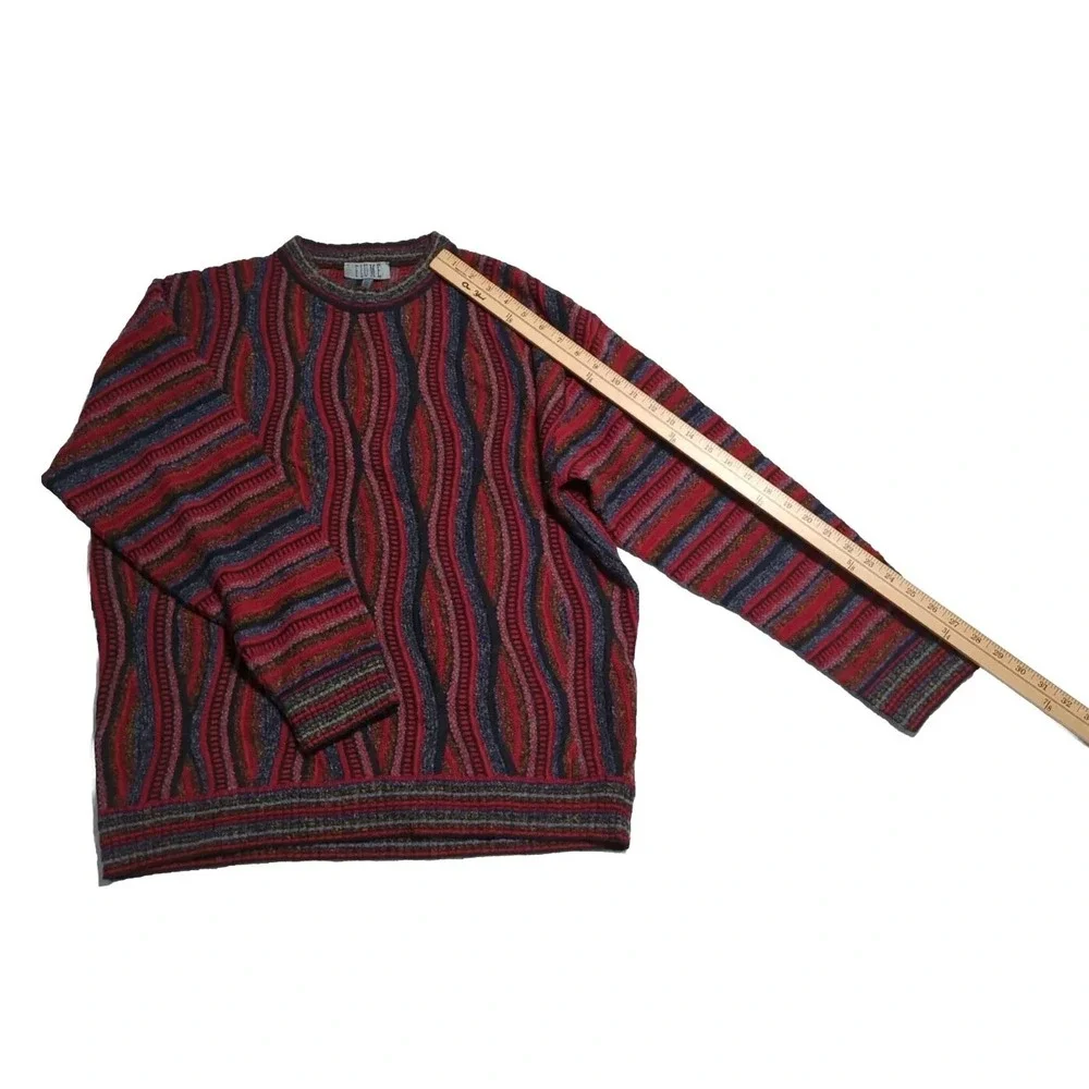 FIUME 3D Knit Thin Sweater Coogie Biggie Style Red Black Size 52 - Picture 8 of 8